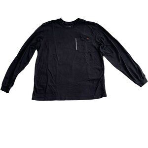Walls Outdoor Goods XL Black Cotton Men's Long Sleeve Vented Work T-Shirt Pocket